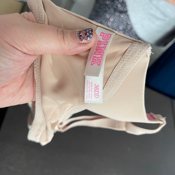 Victors Secret Pink Beige Front Clasp T Strap Bra 36DD - Picture 3 of 3